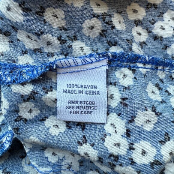 Pacific Vibes Blue Floral High-Low Maxi Dress 100% Rayon Smocked Back Womens XL - Picture 4 of 4